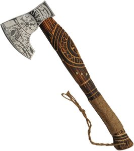 Pakistan Etched Viking Axe 20.5" Stainless Steel Ash Wood