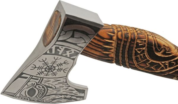 PA882469_add_03.jpg Pakistan Etched Viking Axe 20.5" Stainless Steel Ash Wood