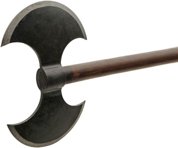 India Made Double Blade Battle Axe 12" Forged Head Brown Wood