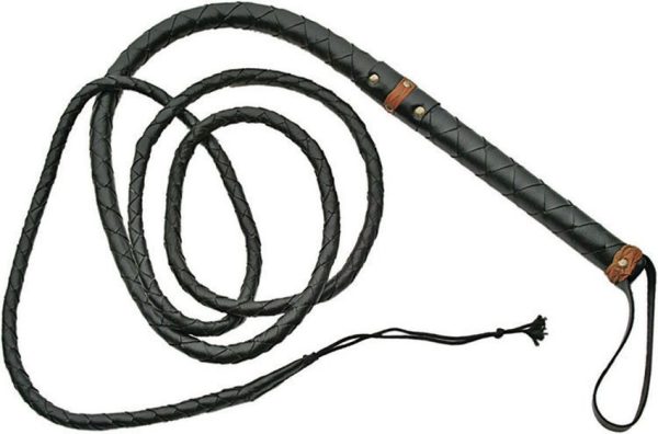 Pakistan Bull Whip - 5 foot 9 inches Black Braided Leather