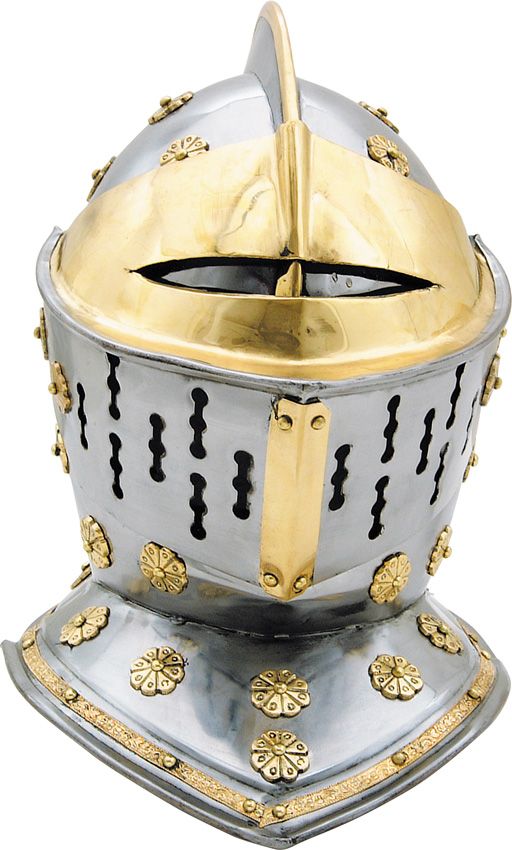 India Made European Knights Helmet 18 Gauge Steel Brass