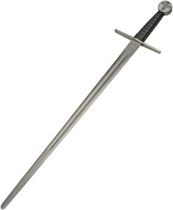 Pakistan Medieval Cross Sword - Satin Stainless Black Leather