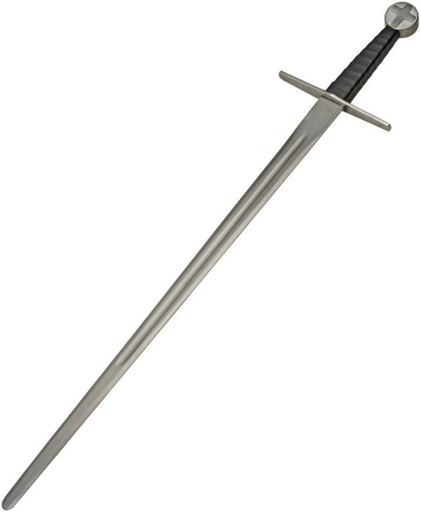 Pakistan Medieval Cross Sword - Satin Stainless Black Leather