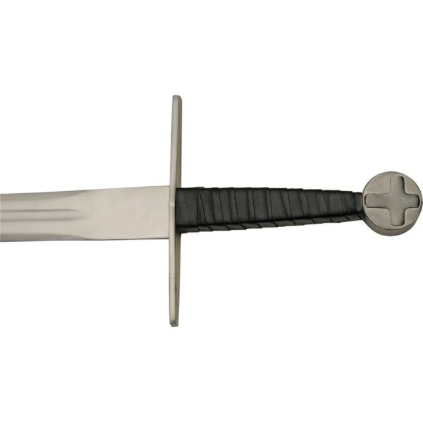 Pakistan Medieval Cross Sword - Satin Stainless Black Leather
