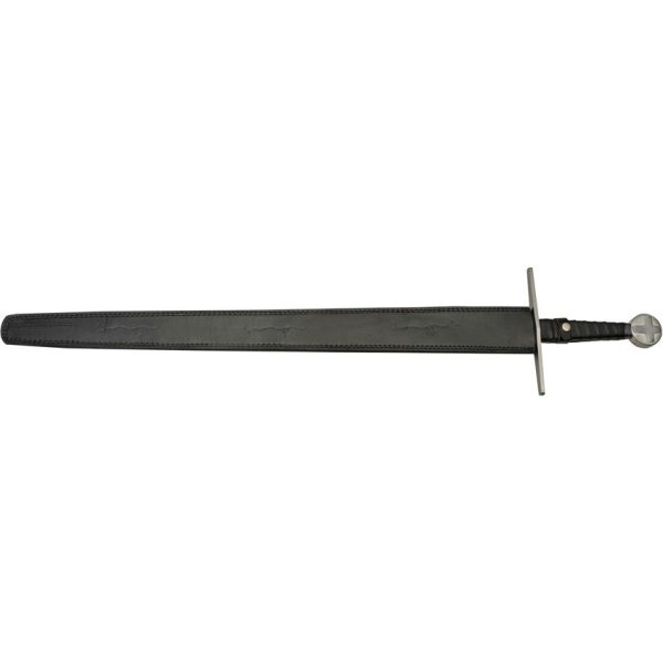 Pakistan Medieval Cross Sword - Satin Stainless Black Leather
