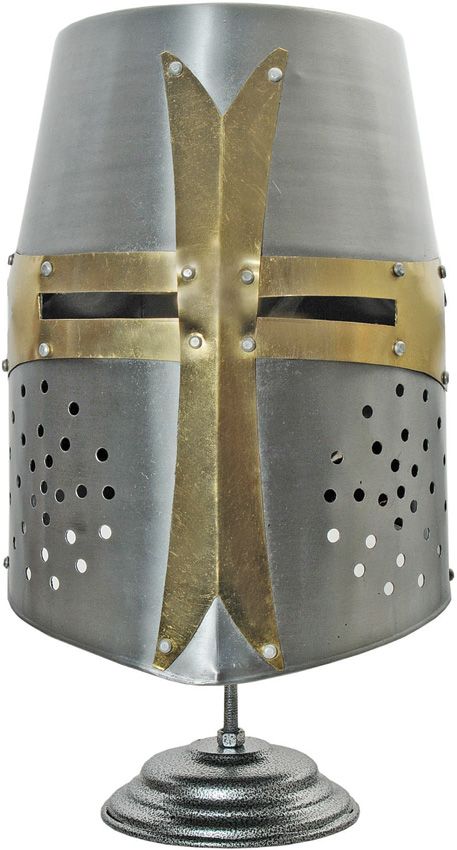 PA901150.jpg Pakistan Decorative Crusader Helmet Carbon Steel Barrel Display Stand