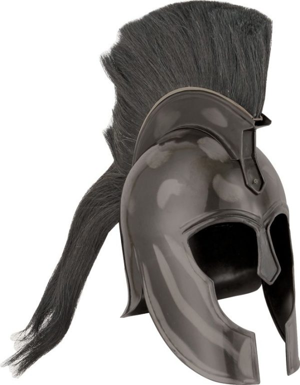 India Made Trojan Corinthian Helmet - Black with Horsehair