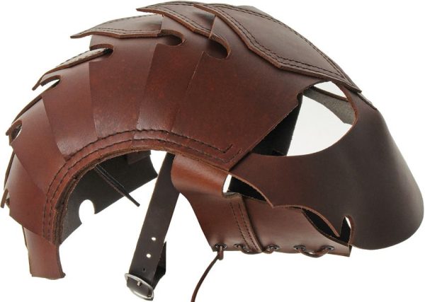 India Made Leather Viking Spine Helmet Top Grain