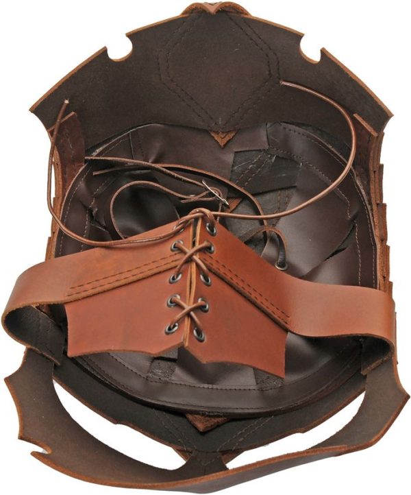 India Made Leather Viking Spine Helmet Top Grain