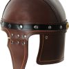 India Made Leather Roman Helmet - Black Top Grain