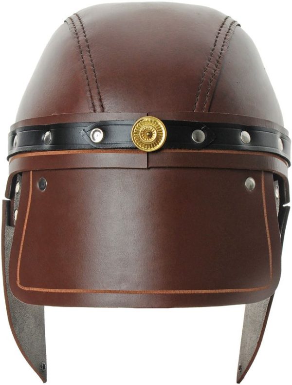 India Made Leather Roman Helmet - Black Top Grain