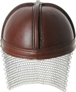 PA911000.jpg India Made Leather Norman Chain Helmet - Mail Neck