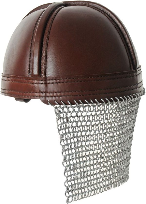 PA911000_add_01.jpg India Made Leather Norman Chain Helmet - Mail Neck