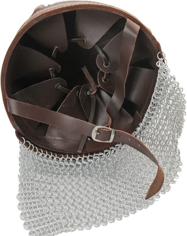 PA911000_add_03.jpg India Made Leather Norman Chain Helmet - Mail Neck
