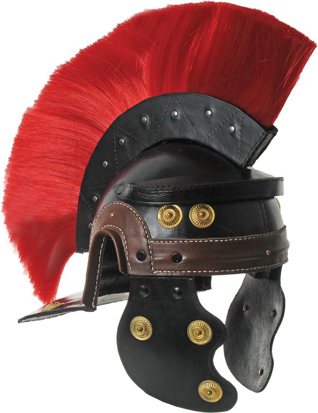 India Made Leather Roman Centurion Helmet Red Plume Mohawk