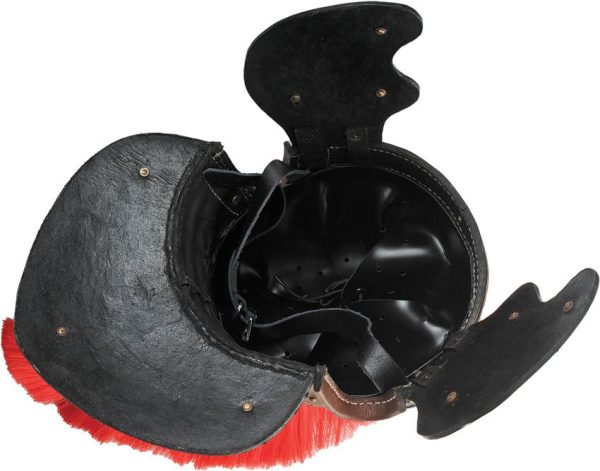 PA911001_add_03.jpg India Made Leather Roman Centurion Helmet - Red Plume
