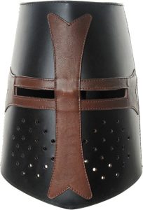 PA911002.jpg India Made Leather Crusader Helmet - Black and Brown