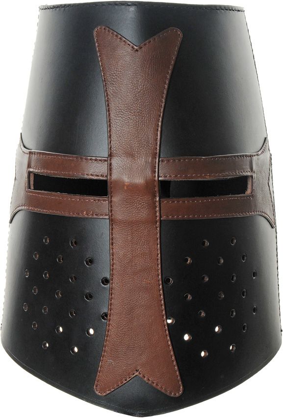 PA911002.jpg India Made Leather Crusader Helmet - Black and Brown