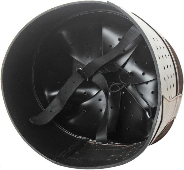 PA911002_add_03.jpg India Made Leather Crusader Helmet - Black and Brown