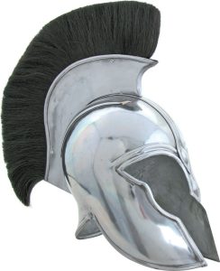 PA923.jpg India Made Troy Helmet - Black Horsehair 18 Gauge