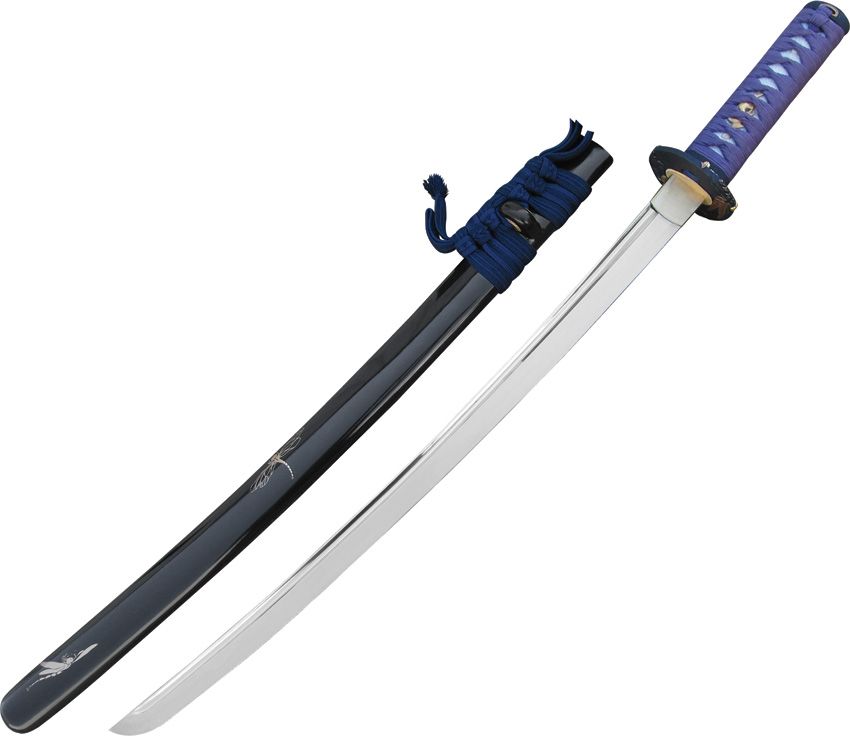 PC2470.jpg CAS Hanwei Tonbo Wakizashi 19.5" Powder Steel Blade Purple Cord Wrap