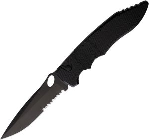 PKCP10BKTS.jpg Piranha Auto Predator Button Lock Black Serrated