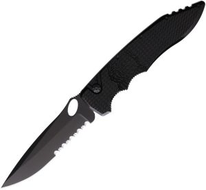 PKCP11BKTS.jpg Piranha Auto Mini Predator Serrated Spear Black