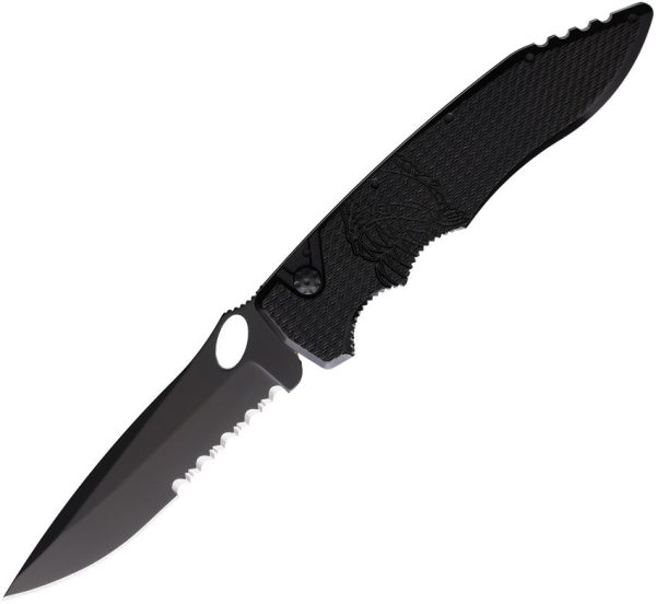 Piranha Auto Mini Predator Serrated Spear Black