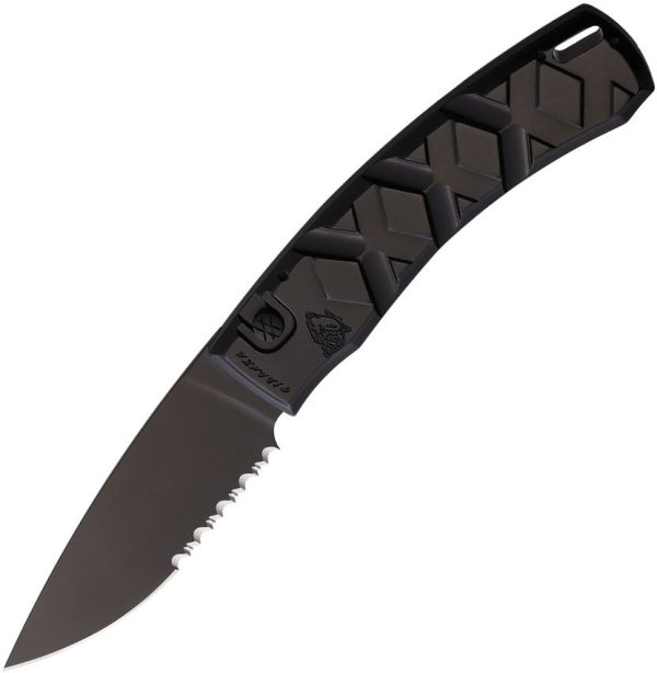 Piranha Auto X Button Lock - Black Serrated 154CM