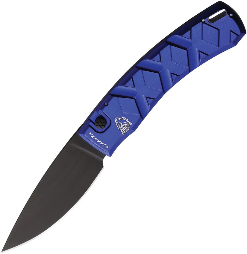 Piranha Knives Auto Button Lock Folding Knife 3.25" 154CM Blue