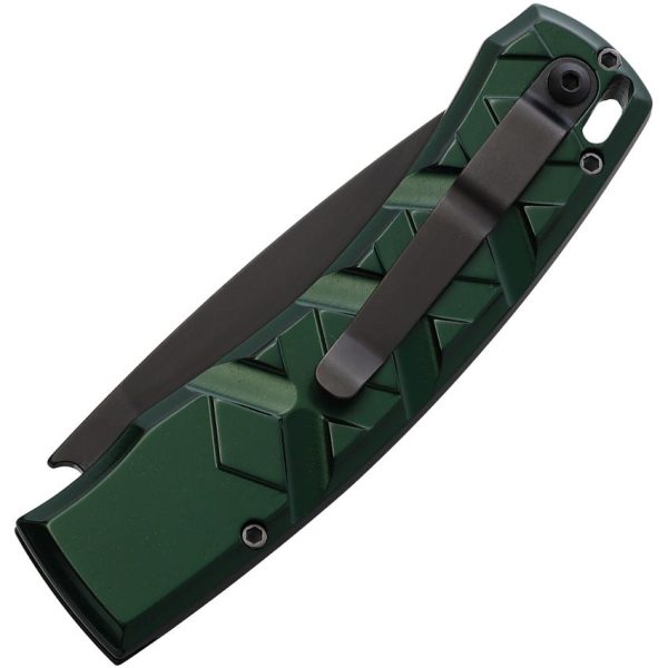 Piranha Auto X Button Lock Green - 154CM Black Blade