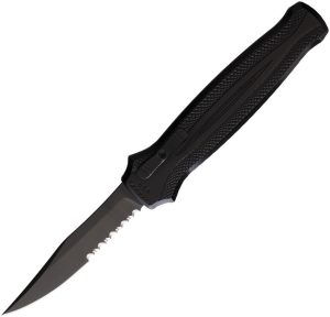 PKCP19BKTS.jpg Piranha Auto Rated-R OTF Black Serrated 154CM
