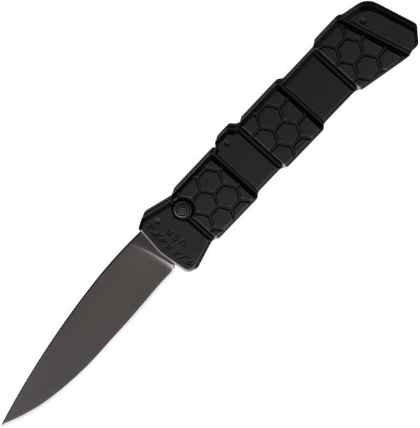 Piranha Knives Auto 21 Button Lock Black DLC
