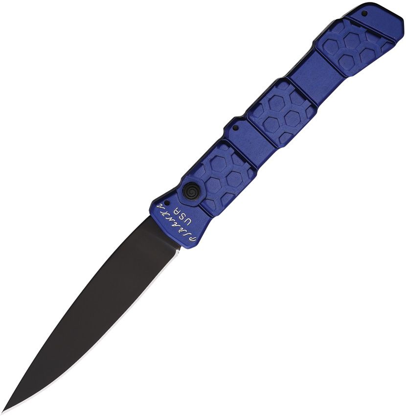 PKCP21BT.jpg Piranha Auto 21 Button Lock Folding Knife Blue 3.5" CPM S30V