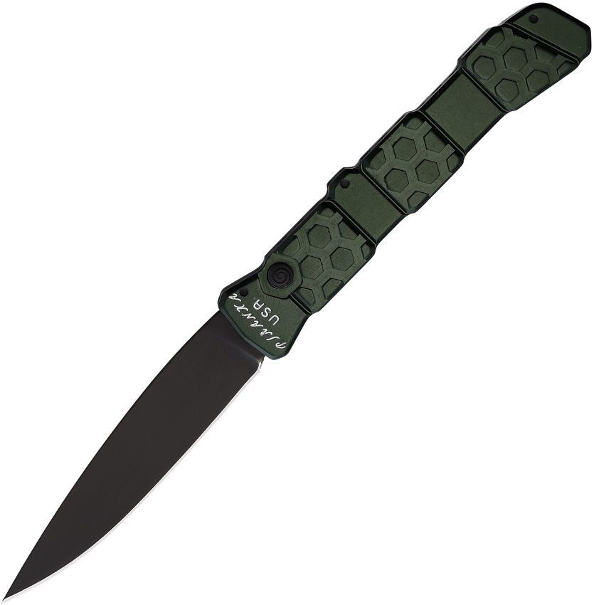 Piranha Auto 21 Button Lock Green Folding Knife 3.5" CPM S30V