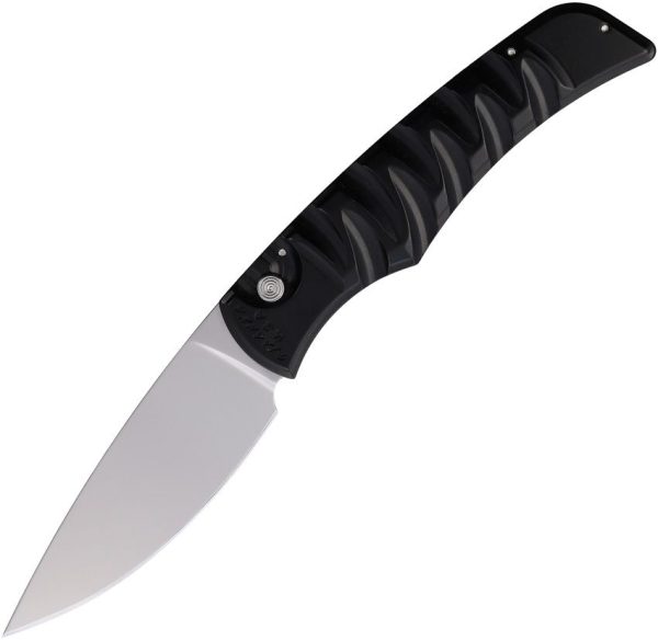 Piranha Auto Paradox Button Lock Black 154CM Drop Point
