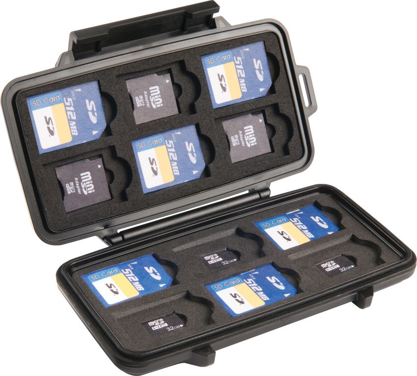 Pelican Memory Card Case Black - Holds 8 SD/16 Mini SD Cards