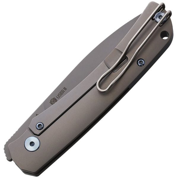 PMP Knives User II Framelock S90V Gray Titanium Folding Knife