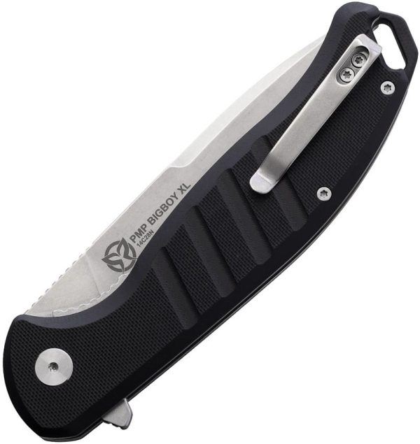PMP Knives Bigboy XL Linerlock Folding Knife 14C28N Sandvik Black