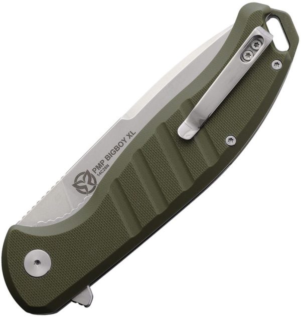 PMP Knives Bigboy XL OD Green G10 Folding Knife 14C28N