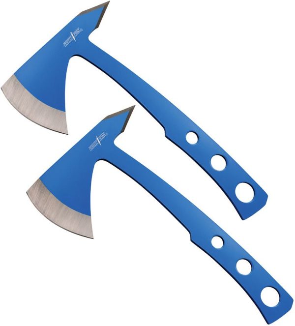 Perfect Point Throwing Axe Set Blue TiNi Stainless 2 Pack
