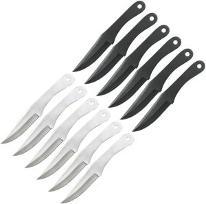 Perfect Point Throwing Knife Set 12pc Stainless Steel Black Stonewash