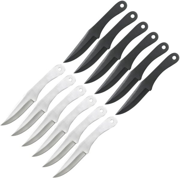 Perfect Point Throwing Knife Set 12pc Stainless Steel Black Stonewash
