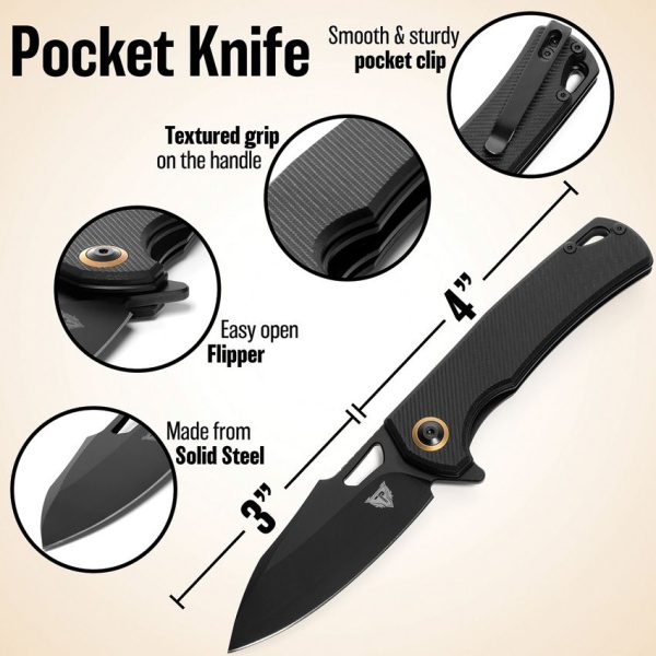 Patriot Tactical Shadowhawk 3" Linerlock Folding Knife Black