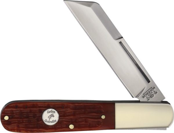 Queen Barlow Amber Folding Knife 1095HC Steel Bone Handle