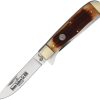 Queen Linerlock Amber Winter Folding Knife 1095HC Steel Bone