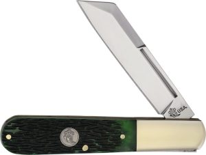 Queen Barlow Green Peachseed Folding Knife 1095HC Steel