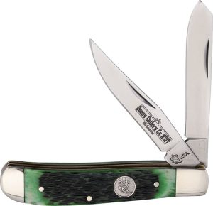Queen Mini Trapper Green Bone Folding Knife 3.5" Stainless