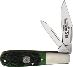 Queen Barlow Green Smooth Bone Folding Knife USA Made