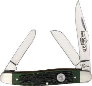 Queen Stockman Green Bone Folding Knife 3.75" Stainless